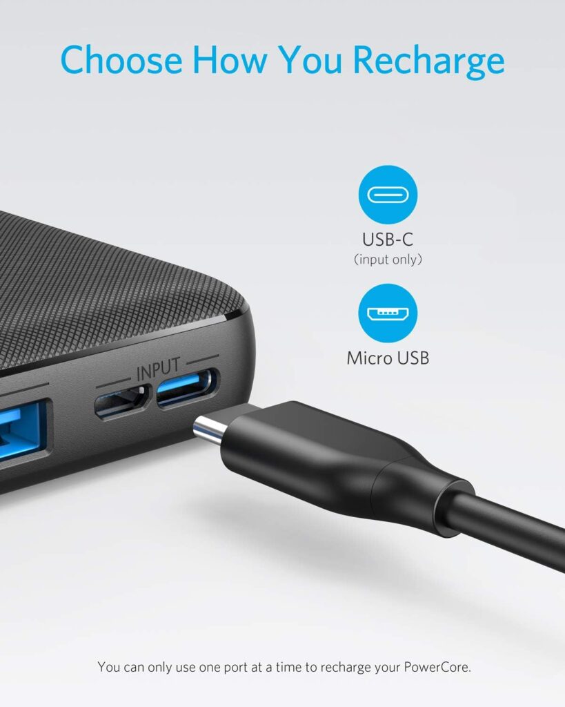 Anker Portable Charger, Power Bank, 20K Battery Pack with PowerIQ Technology and USB-C (Recharging Only) for iPhone 15/15 Plus/15 Pro/15 Pro Max, iPhone 14/13/12 Series, Samsung Galaxy (Black)