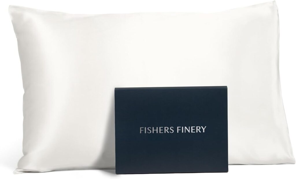 Fishers Finery 25mm 100% Pure Mulberry Silk Pillowcase, Good Housekeeping Winner (White, Queen)