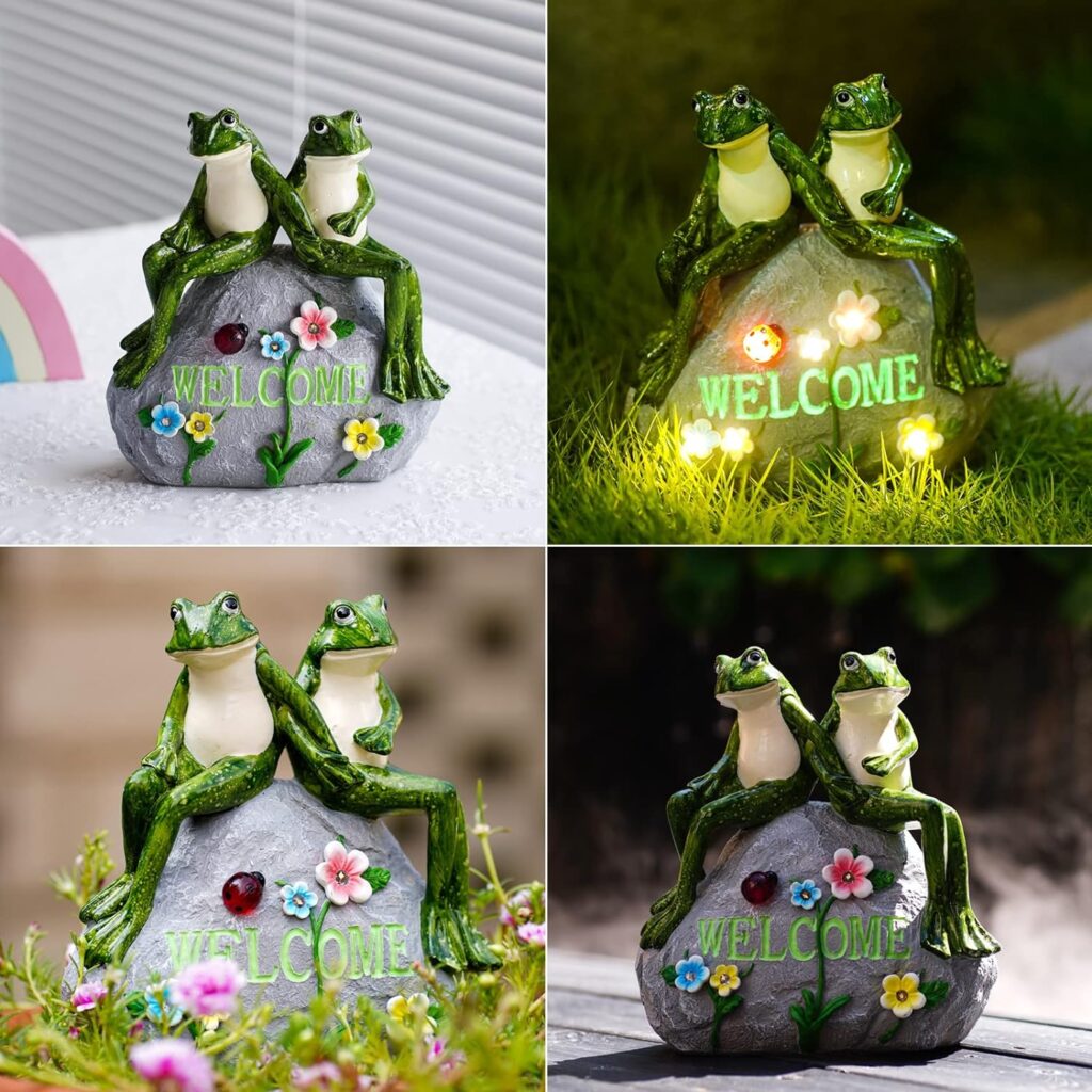 Nacome Solar Garden Outdoor Statues Turtle with Succulent and 7 LED Lights - Lawn Decor Tortoise Statue for Patio, Balcony, Yard Ornament - Unique Housewarming Gifts