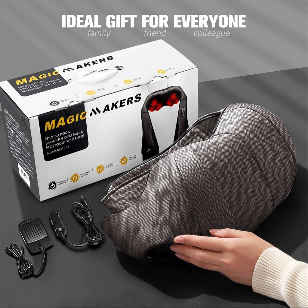 Neck Massager Gift for Family/Friend, Back Neck Massager with Heat, Shiatsu Back Massager Kneading Shoulder Massager, Electric Massage for Neck, Back, Shoulder, Relieve Muscle Soreness