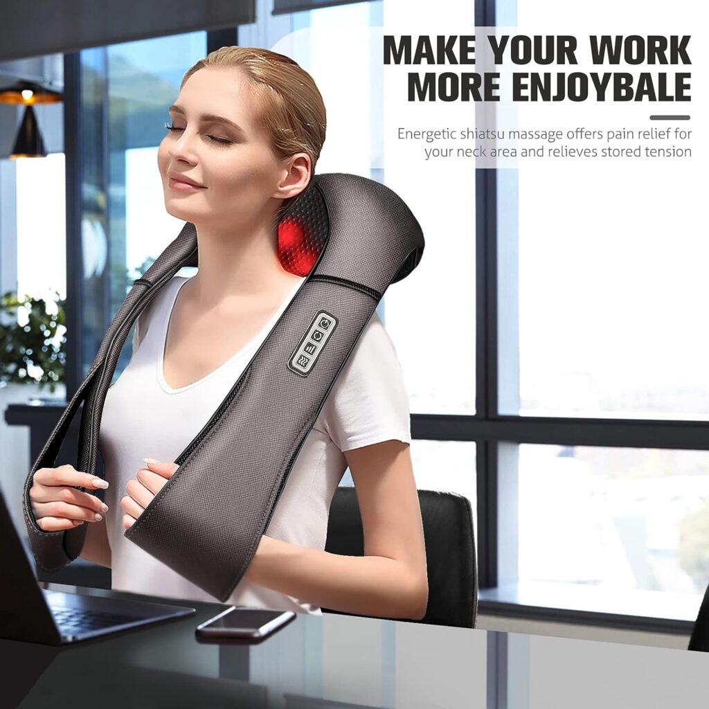 Neck Massager Gift for Family/Friend, Back Neck Massager with Heat, Shiatsu Back Massager Kneading Shoulder Massager, Electric Massage for Neck, Back, Shoulder, Relieve Muscle Soreness