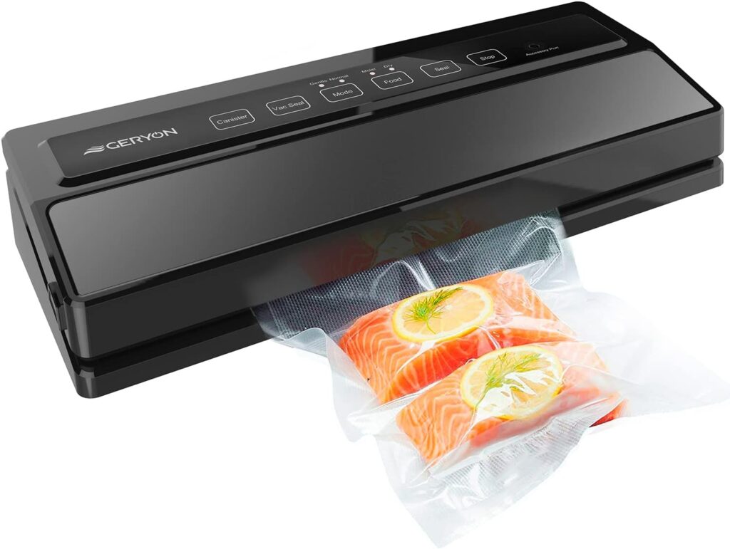 GERYON Vacuum Sealer Machine, Automatic Food Sealer, Starter Kit|Led Indicator Lights|Easy to Clean|Dry  Moist Food Modes| Compact Design (Silver)