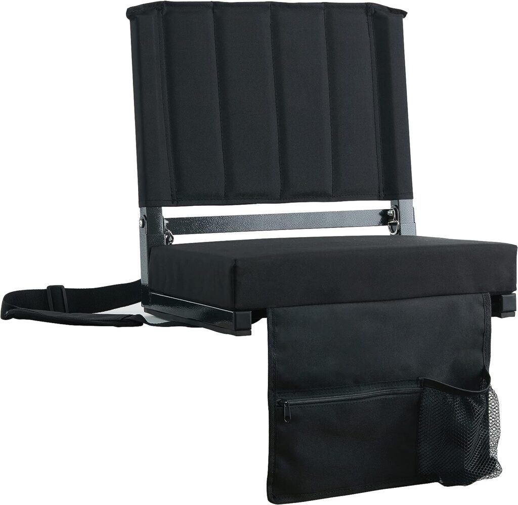 SPORT BEATS Stadium Seat for Bleachers with Back Support and Wide Padded Cushion Stadium Chair - Includes Shoulder Strap and Cup Holder